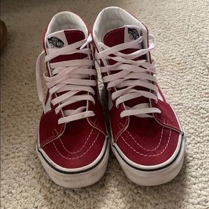 Maroon high top vans